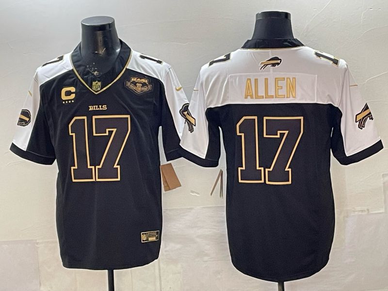 Men 2026 Buffalo Bills #17 Allen black gold three generations Nike Limited NFL Jersey style 002